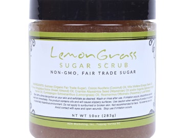 Lemon Grass Sugar Scrub - Sugar Scrubs, Body Scrub, Exfoliating Scrub, Organic Body Scrub