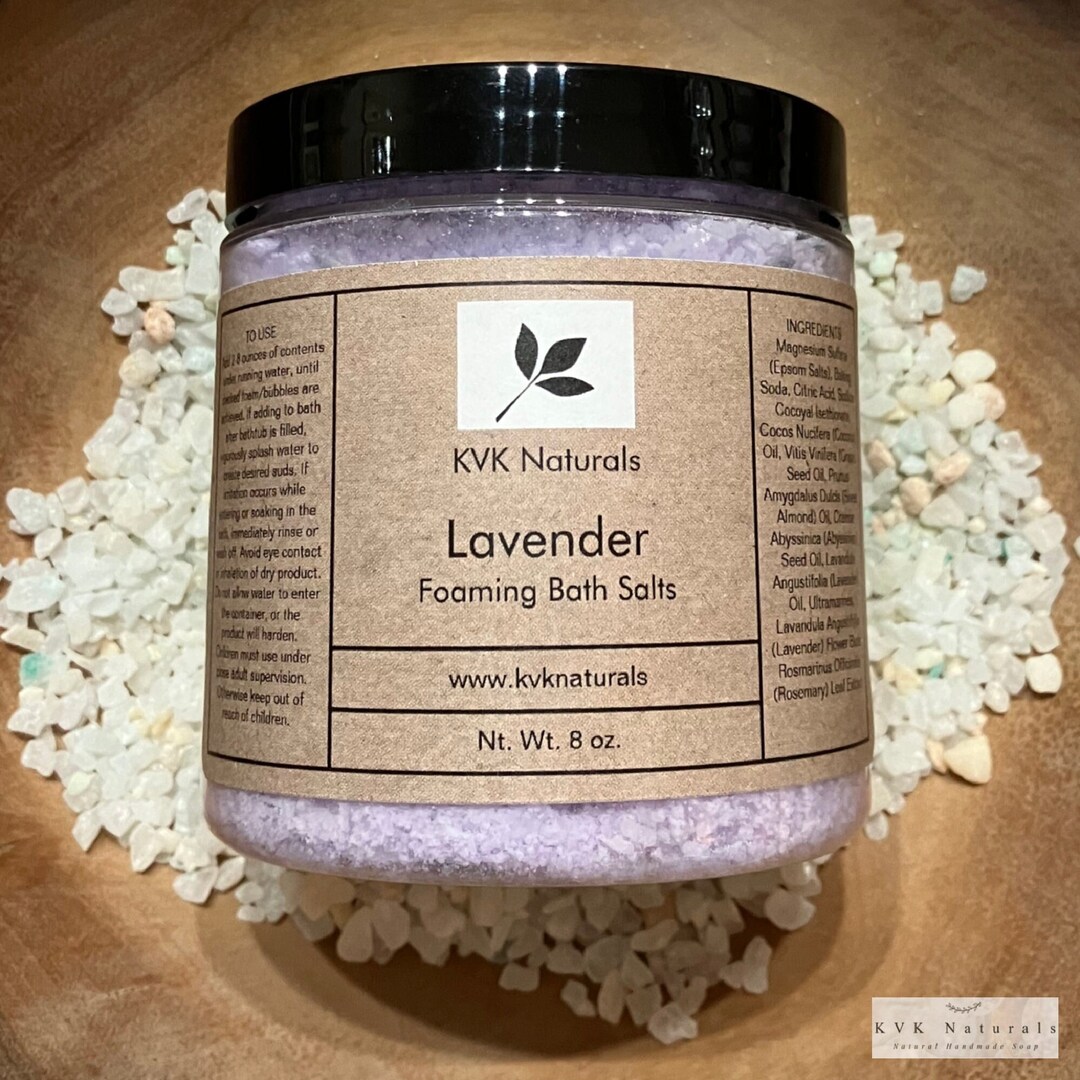 Bath Salts Lavender 8 Oz Bath Soak, Bubble Bath, Epsom Salt, Foaming Bath Salts Etsy