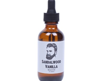 Mens Beard Oil 2 oz, Sandalwood Vanilla, Beard Care, Beard Conditioner, Gift for Him
