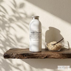 Polvo corporal de avena y vainilla: polvo para espolvorear sin talco, 4 oz