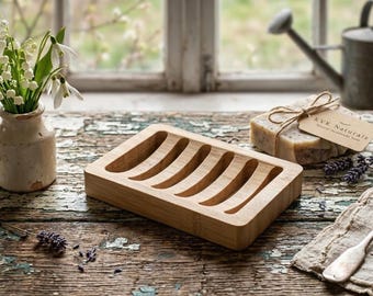 Eco-Friendly Bamboo Wood Soap Dish: Soap Saver with Non-Slip Pads
