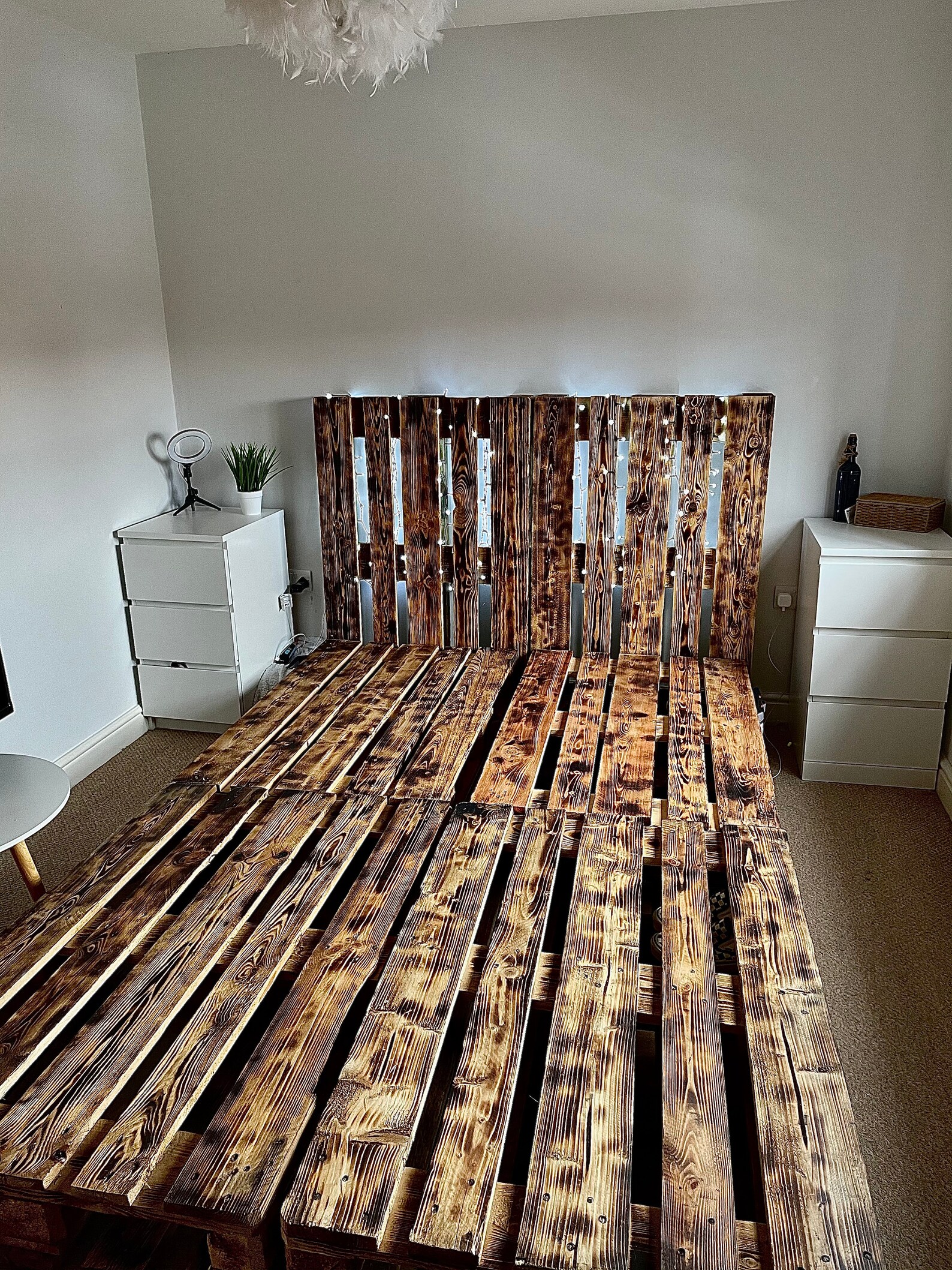 Pallet Bed Stained & Burnt Pallet Wood. Etsy