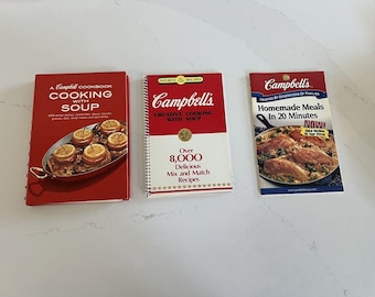 Lot Campbell's cookbooks cooking with soup, Homemade meals in 20 min 1960's-00's