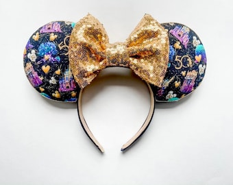 BESTSELLER!! Disney 50th Anniversary  Minnie ears, 50th birthday ears, Minnie Mouse ears, Disney Castle ears, Magic Kingdom Minnie ears
