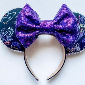 Disney inspired villain Minnie ear, cruella Minnie ear, Snow White Minnie ear, Ursula Minnie ear, maleficent Minnie ear, Villain Minnie ear,