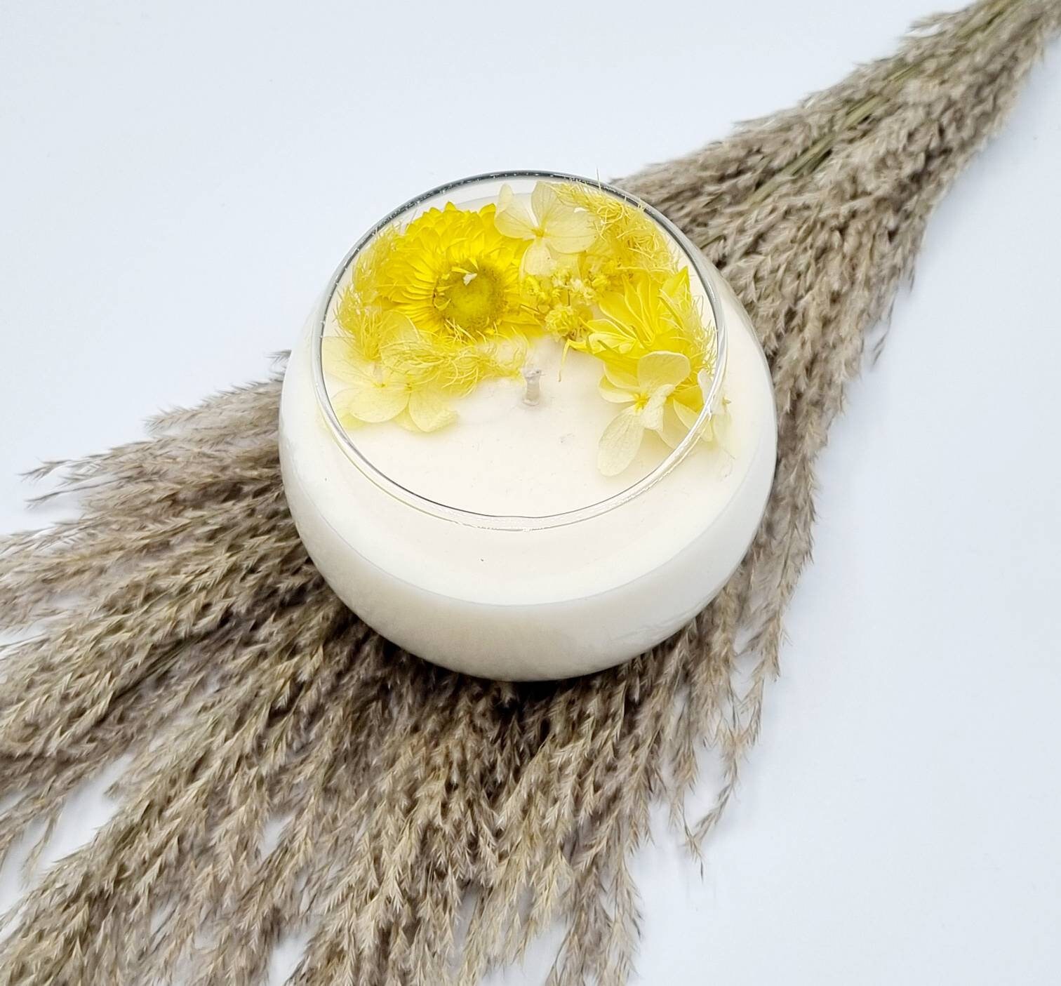 Grande Bougie Artisanale avec Fleurs Séchées