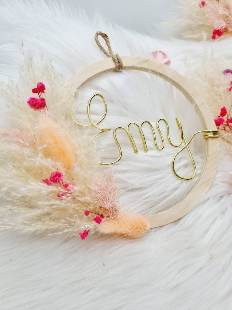 Couronne Prenom et Fleurs Séchées