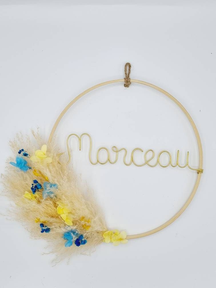 Couronne Fleurs Séchées, Couronne Prenom Enfant, Personnalisée