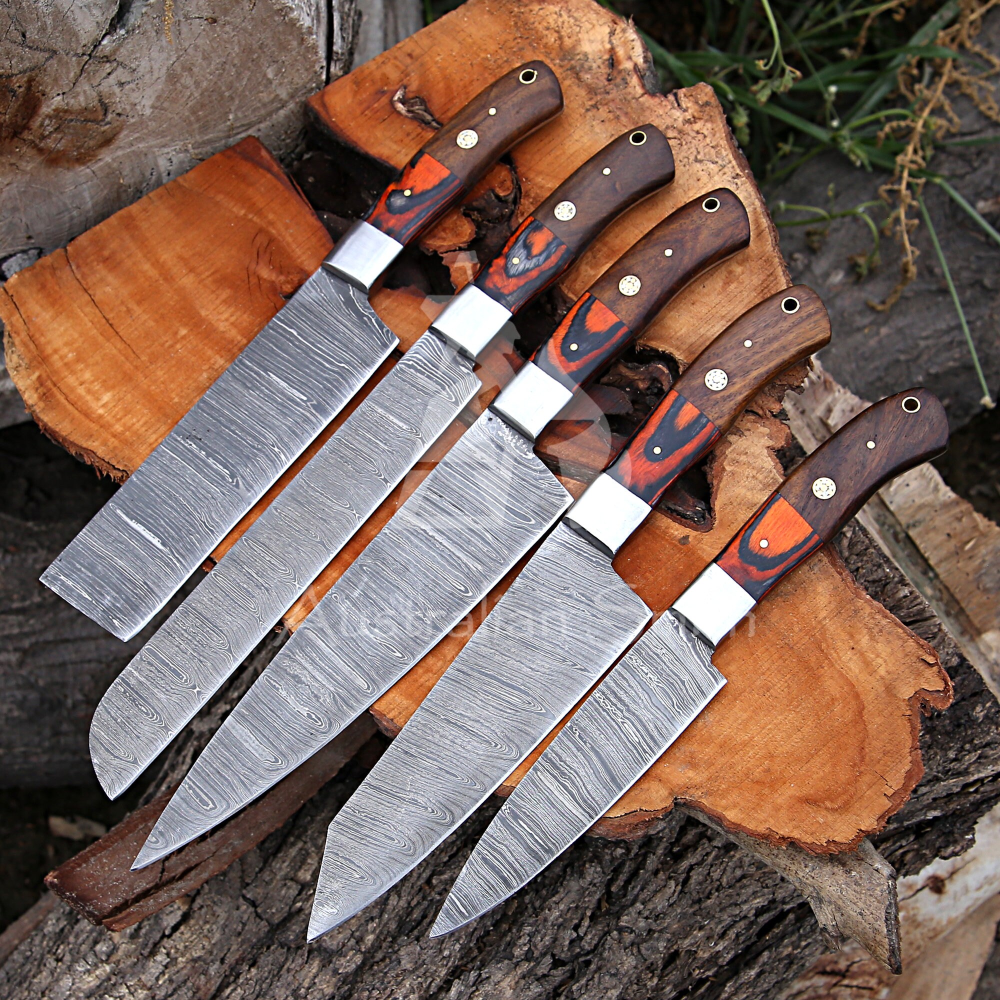 Chef Knife with Leather Roll Chef Knives of 5 Pcs Knife Etsy