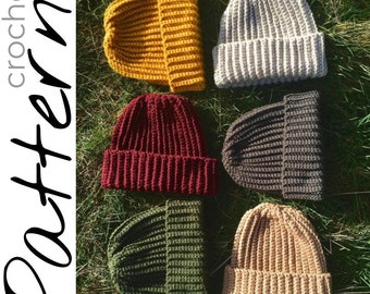 Adult Ribbed Crochet Beanie Pattern - perfect for beginners!