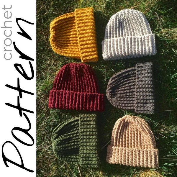 Modèle de bonnet côtelé au crochet pour adultes - parfait pour les débutants !