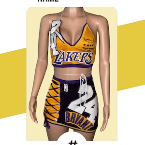 Custom Lakers Jersey 2 piece set | Custom Jersey Outfit | Kobe Jersey Dress | Personalized Jersey | Lakers Jersey Outfit