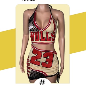 Custom Bulls Jersey 2 piece set | Sport Outfit | Custom Gold Bulls Jersey | Birthday Jersey Dress | Custom Jersey Dress | Bulls Jersey Set