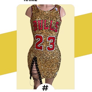 Custom Bulls Jersey Dress | Jersey Dress | Sequin Dress | Sequin Jersey | Jordan Jersey | Jordan Jersey Dress | Chicago Bulls Jersey | Dress