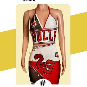 Custom Bulls Jersey 2 piece set | Bulls Custom Jersey | Custom Birthday Dress | Customized Jersey Dress | Custom Jordan Jersey |