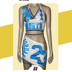 Custom Carolina Jersey 2 piece set | NC Jersey Dress | Birthday Jersey for Her | Custom Jersey | Two Piece Set