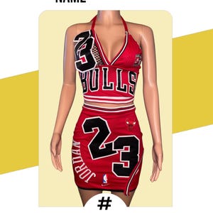 Custom Bulls Jersey 2 piece set | Custom two piece | Personalized Birthday Jersey | Birthday Jersey Dress | Custom Jordan Jersey |