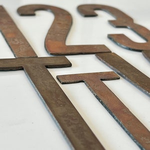 3 inch Numbers and Letters - Rusty or Natural Steel Finish - Thin Font