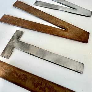 6 inch Numbers and Letters - Rusty or Natural Steel Finish - Thin Font