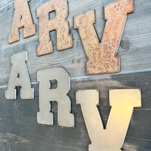 3 inch Numbers and Letters - Rusty or Natural Steel Finish - Mounting Holes Available - Varsity Letters