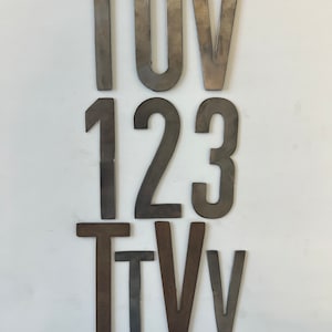 2 inch Numbers and Letters - Rusty or Natural Steel Finish - Thin Font