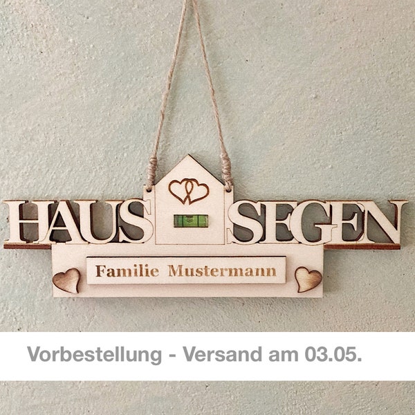 Haussegen Wasserwaagen personalisiert aus Holz zum hängen | Geschenk zum Einzug Umzug | Geschenke für Paare | Wasserwaage Haussegen