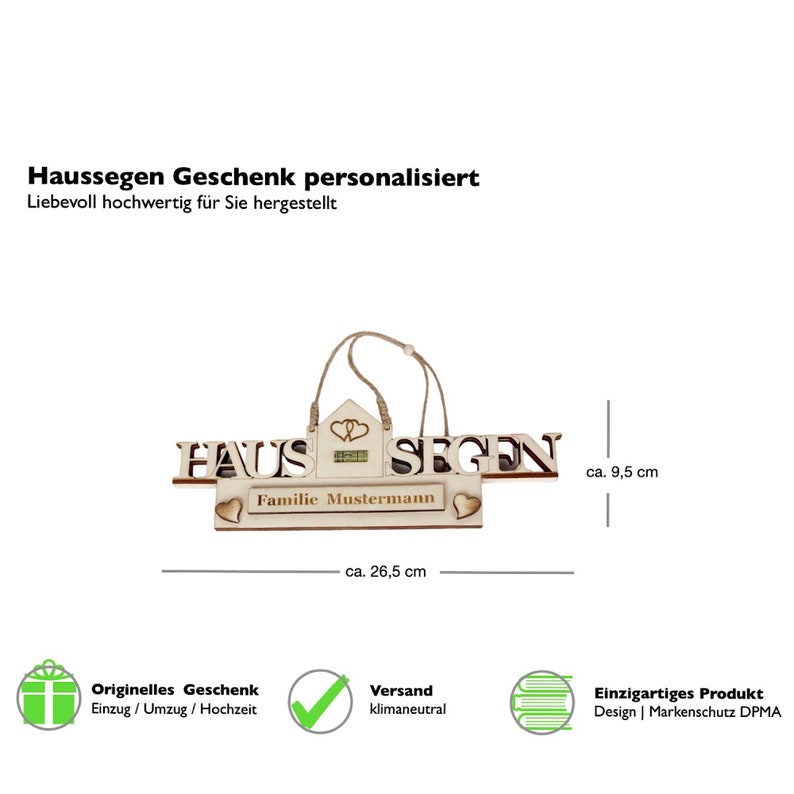 Haussegen Wasserwaagen personalisiert aus Holz zum hängen Geschenk zum Einzug Umzug Geschenke für Paare Wasserwaage Haussegen Bild 3