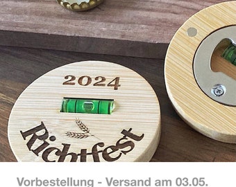 Richtfest Geschenk | Flaschenöffner rund aus Holz Magnet | Geschenk für Bauherren | Wasserwaage Haussegen | Geschenk zum Richtfest