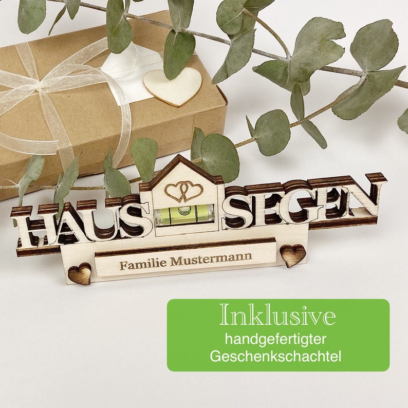 Haussegen Wasserwaagen Magnet personalisiert aus Holz | Geschenk zum Einzug Hauskauf | Geschenke für Paare | Wasserwaage Haussegen image 4