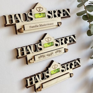 Haussegen Wasserwaagen Magnet personalisiert aus Holz | Geschenk zum Einzug Hauskauf | Geschenke für Paare | Wasserwaage Haussegen image 2