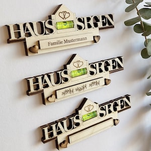 Small house blessing spirit level magnet personalized made of wood | Housewarming gift moving | Gifts for couples | Spirit level house blessing