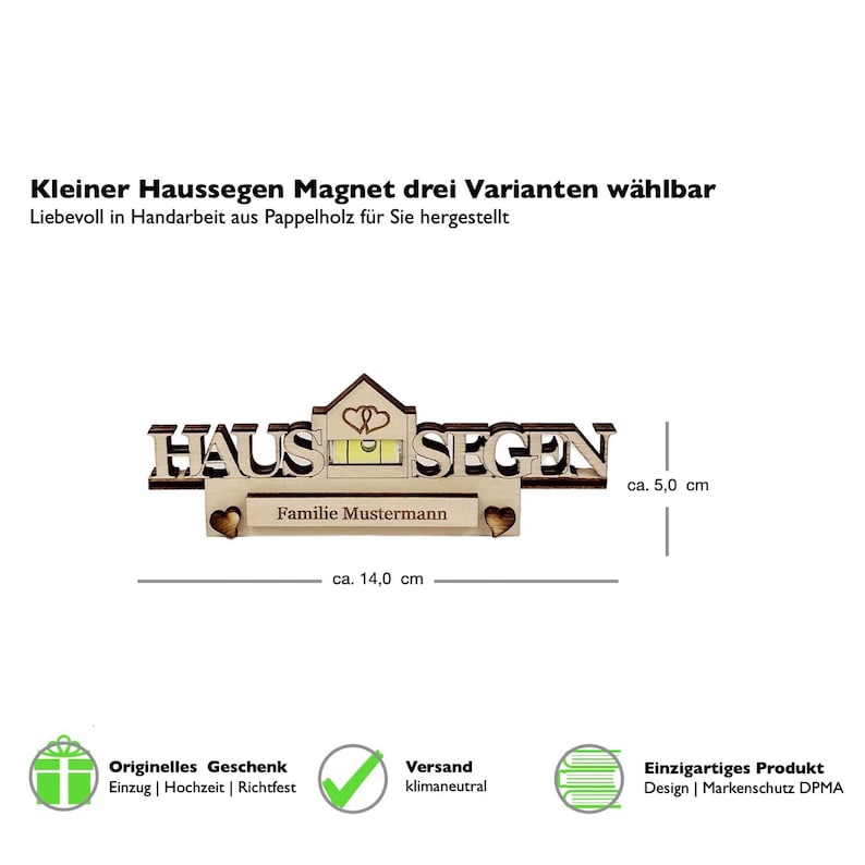 Haussegen Wasserwaagen Magnet personalisiert aus Holz | Geschenk zum Einzug Hauskauf | Geschenke für Paare | Wasserwaage Haussegen image 3