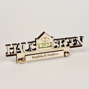 Haussegen Wasserwaagen Magnet personalisiert aus Holz | Geschenk zum Einzug Hauskauf | Geschenke für Paare | Wasserwaage Haussegen image 6