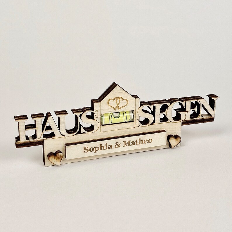Haussegen Wasserwaagen Magnet personalisiert aus Holz | Geschenk zum Einzug Hauskauf | Geschenke für Paare | Wasserwaage Haussegen image 6