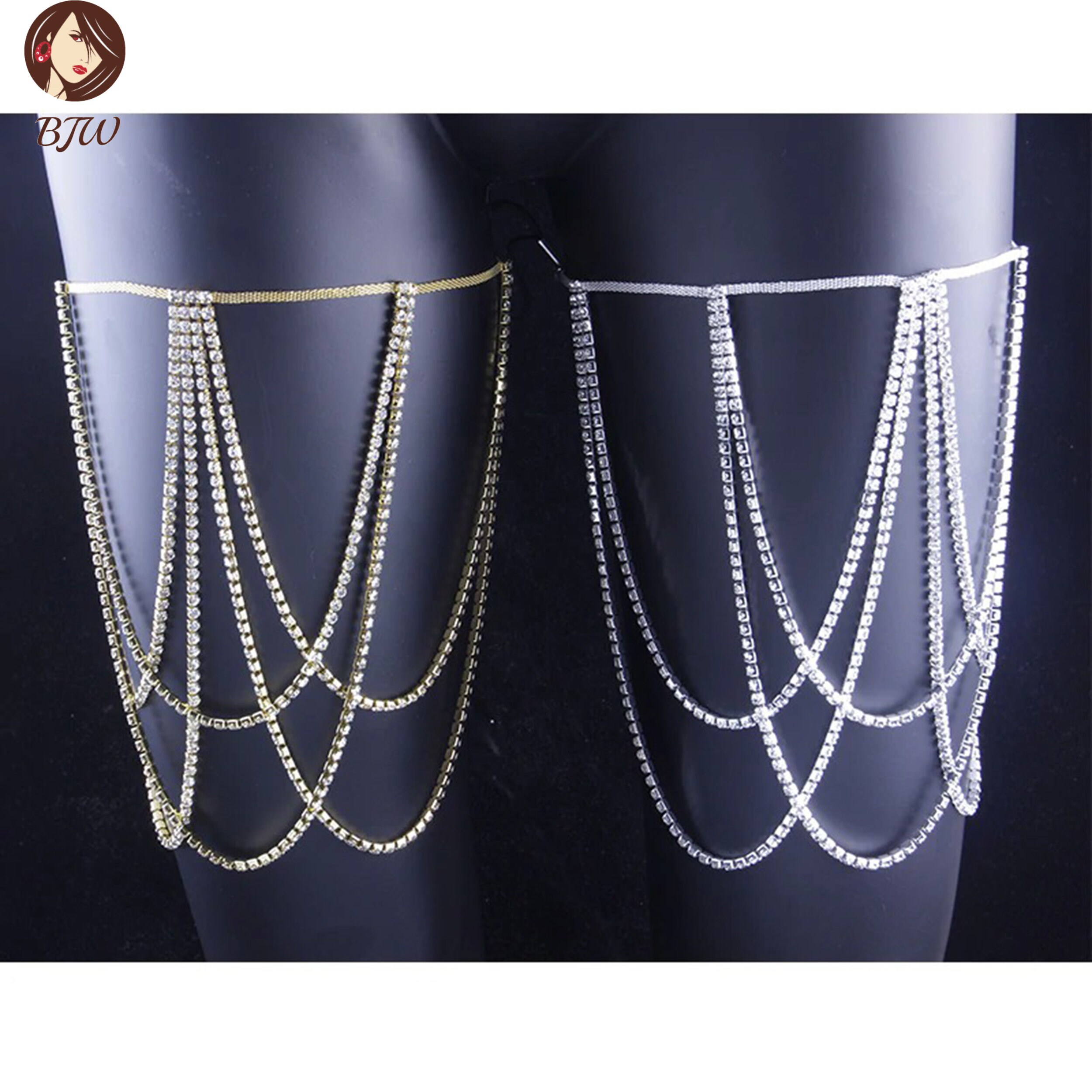 Crystal Body Thigh Chain Garter Joyería lencería brillante Etsy