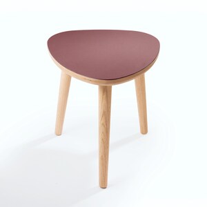 Handmade Oak Side Table, Small Modern Side Table, Linoleum Top, Birch Ply Table, Scandi Minimalist Plectrum Shape image 13
