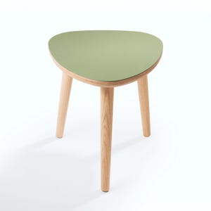 Handmade Oak Side Table, Small Modern Side Table, Linoleum Top, Birch Ply Table, Scandi Minimalist Plectrum Shape image 8