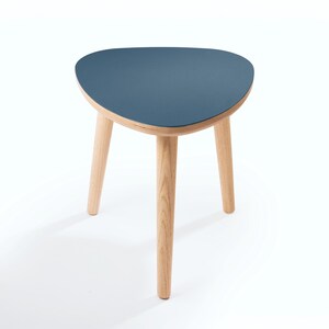 Handmade Oak Side Table, Small Modern Side Table, Linoleum Top, Birch Ply Table, Scandi Minimalist Plectrum Shape image 12