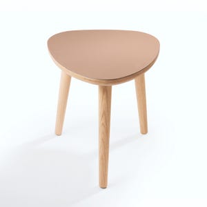 Handmade Oak Side Table, Small Modern Side Table, Linoleum Top, Birch Ply Table, Scandi Minimalist Plectrum Shape image 5