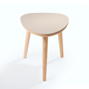 Handmade Oak Side Table, Small Modern Side Table, Linoleum Top, Birch Ply Table, Scandi Minimalist Plectrum Shape image 17