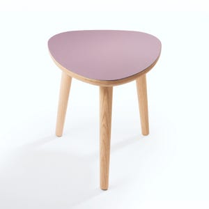 Handmade Oak Side Table, Small Modern Side Table, Linoleum Top, Birch Ply Table, Scandi Minimalist Plectrum Shape image 16