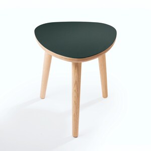 Handmade Oak Side Table, Small Modern Side Table, Linoleum Top, Birch Ply Table, Scandi Minimalist Plectrum Shape image 10