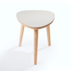 Handmade Oak Side Table, Small Modern Side Table, Linoleum Top, Birch Ply Table, Scandi Minimalist Plectrum Shape image 9