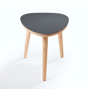 Handmade Oak Side Table, Small Modern Side Table, Linoleum Top, Birch Ply Table, Scandi Minimalist Plectrum Shape image 18