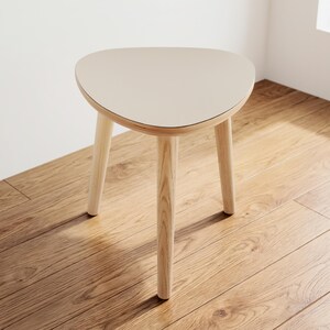 Handmade Oak Side Table, Small Modern Side Table, Linoleum Top, Birch Ply Table, Scandi Minimalist Plectrum Shape image 15