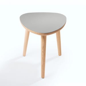 Handmade Oak Side Table, Small Modern Side Table, Linoleum Top, Birch Ply Table, Scandi Minimalist Plectrum Shape image 20