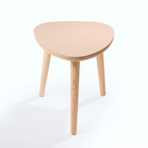 Handmade Oak Side Table, Small Modern Side Table, Linoleum Top, Birch Ply Table, Scandi Minimalist Plectrum Shape image 11