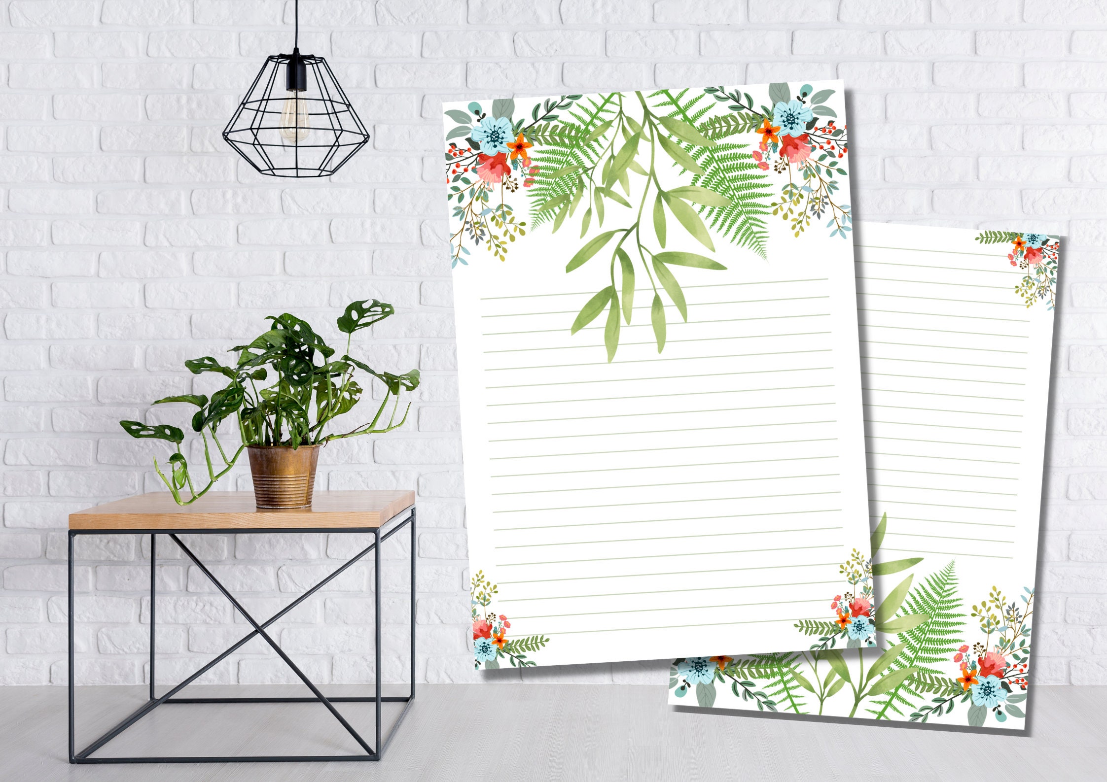 Printable Note Page Set of 4 Floral Botanical Printable Etsy