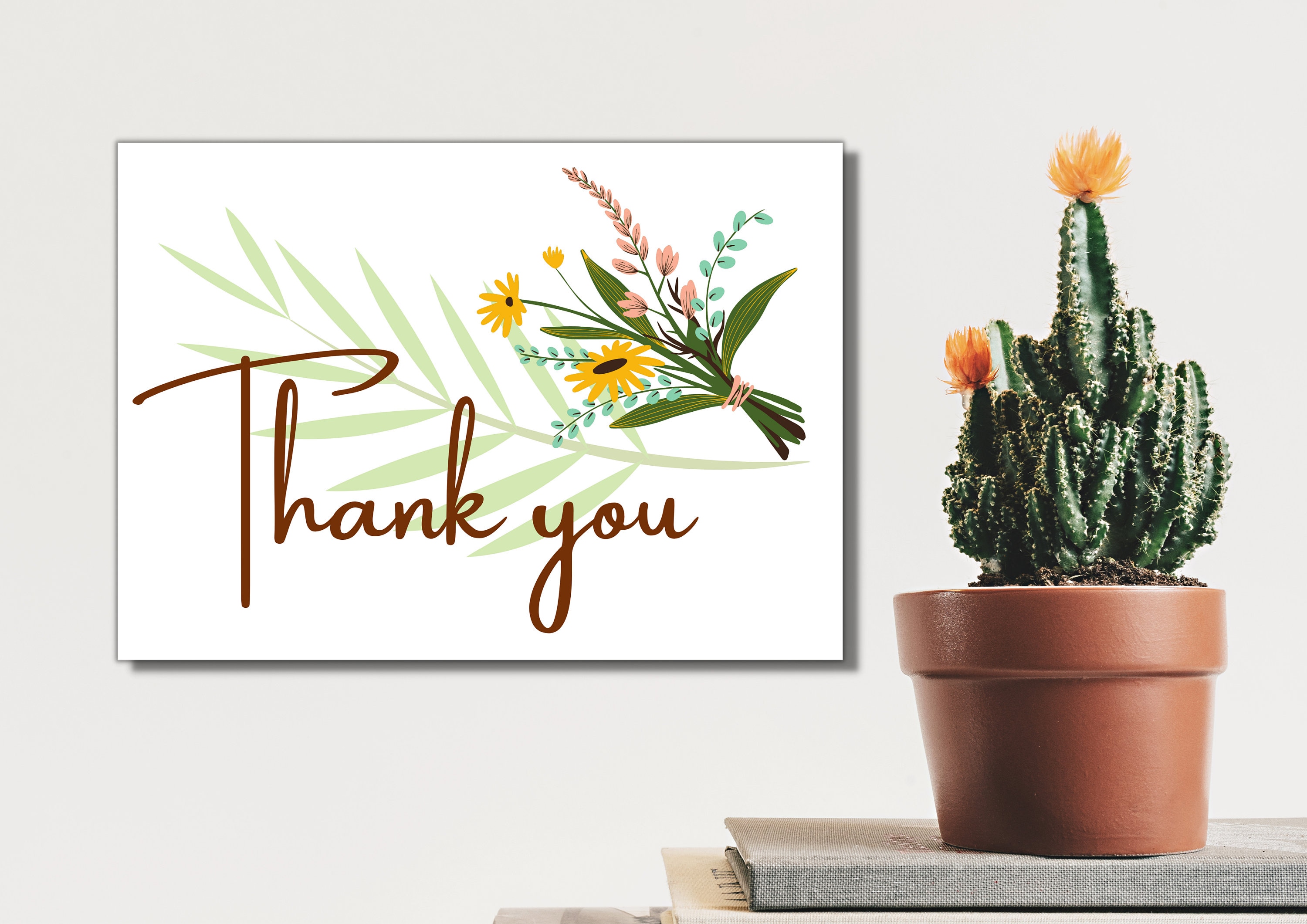 Printable Thank you Card Flower Plant Gift Card in Greeting Etsy
