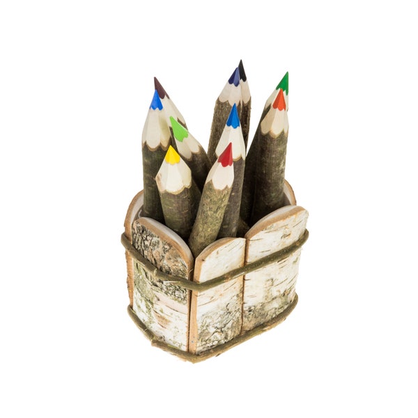 10x Crayons de bois, Set, 10X Buntstfie Noisette, Bois + Bouleau Panier Stylos naturels Crayons de brindille, Crayons de bois, Crayons, Crayons, Rustique